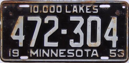 1953 Minnesota  (Single) license plate for sale