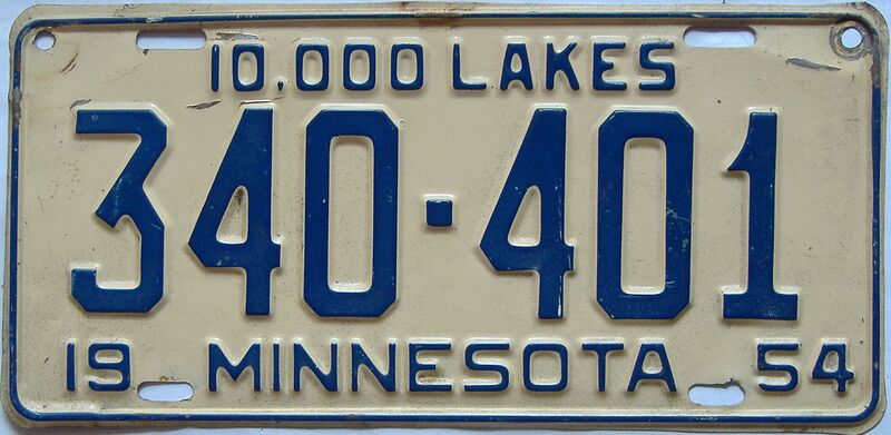 1954 Minnesota  (Single) license plate for sale