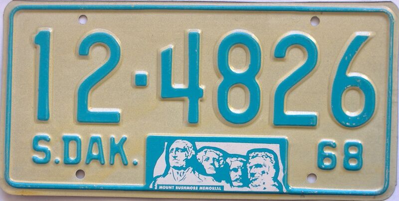 1968 South Dakota  (Single) license plate for sale