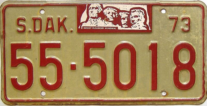 1973 South Dakota  (Single) license plate for sale