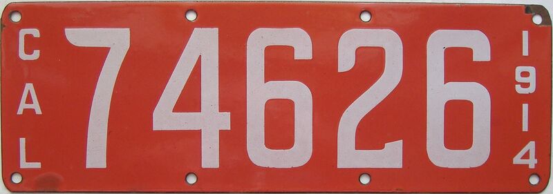 1914 California  (Single) license plate for sale