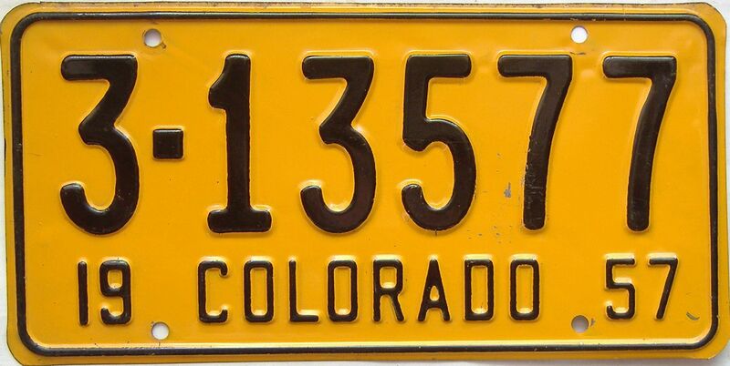 1957 Colorado  (Single) license plate for sale