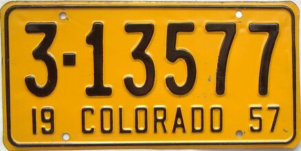1957 Colorado  (Single) license plate for sale