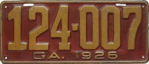1926 Georgia license plate for sale