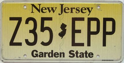 New Jersey  (Single) license plate for sale