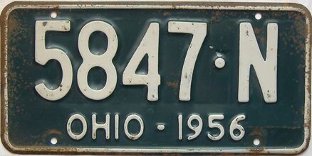 1956 Ohio  (Single) license plate for sale
