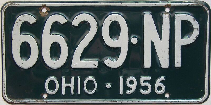 1956 Ohio  (Single) license plate for sale