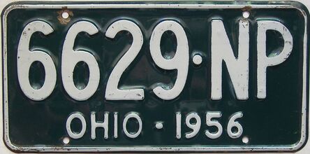 1956 Ohio  (Single) license plate for sale
