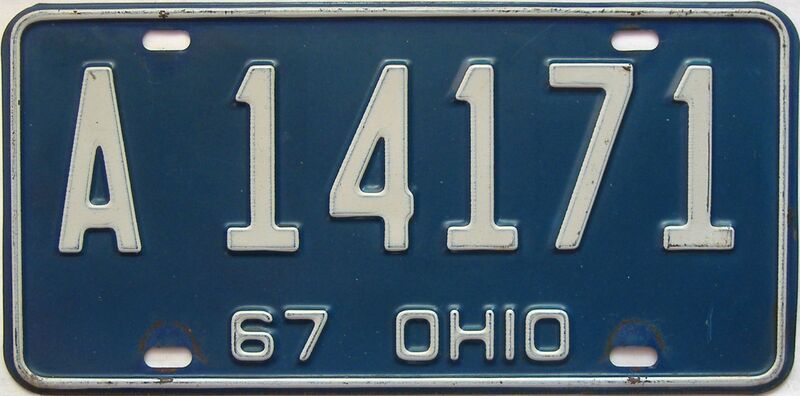 1967 Ohio  (Single) license plate for sale