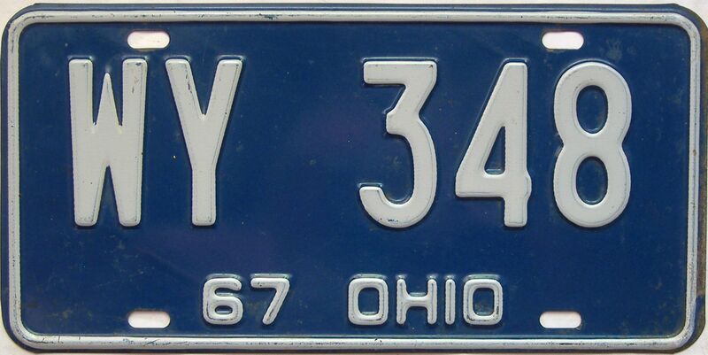 1967 Ohio  (Single) license plate for sale