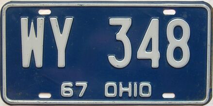 1967 Ohio  (Single) license plate for sale