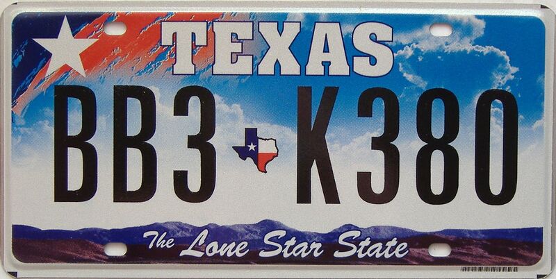 Texas  (Single) license plate for sale
