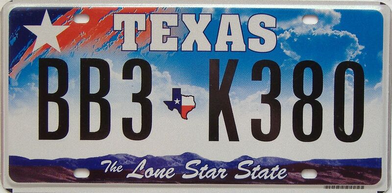 Texas  (Single) license plate for sale