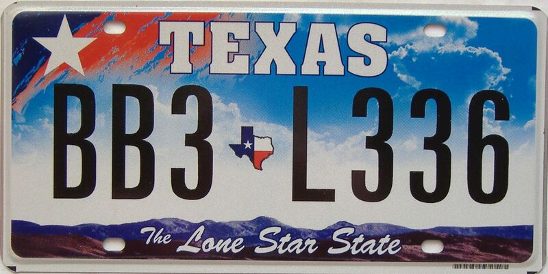 Texas  (Single) license plate for sale