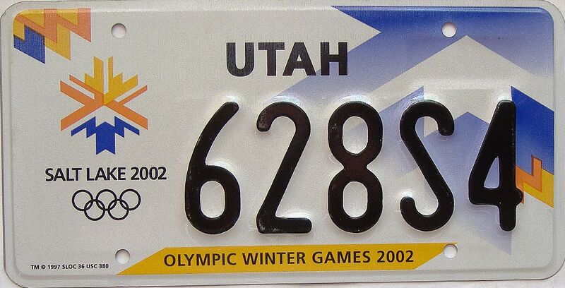 2002 Utah  (Single) license plate for sale