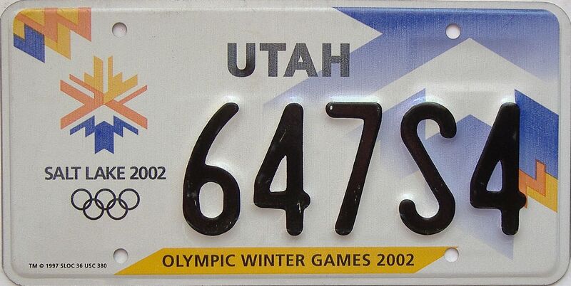 2002 Utah  (Single) license plate for sale