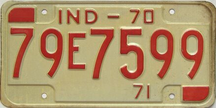 1970 Indiana license plate for sale