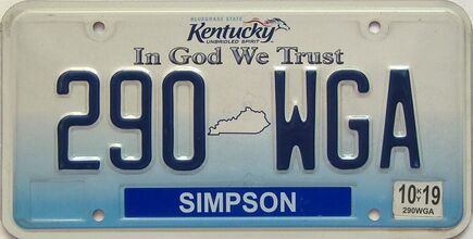 2019 Kentucky license plate for sale