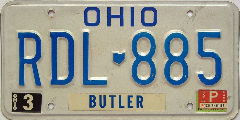 1985 Ohio  (Single) license plate for sale