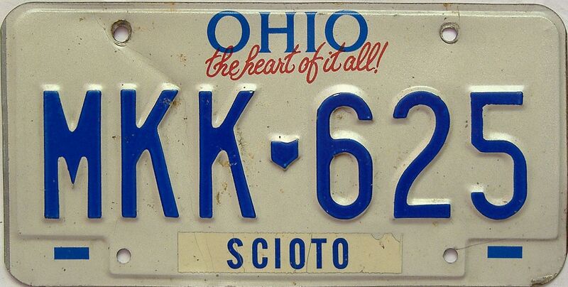 Ohio  (Single) license plate for sale