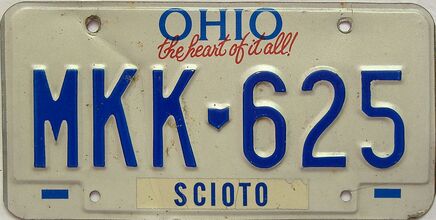 Ohio  (Single) license plate for sale