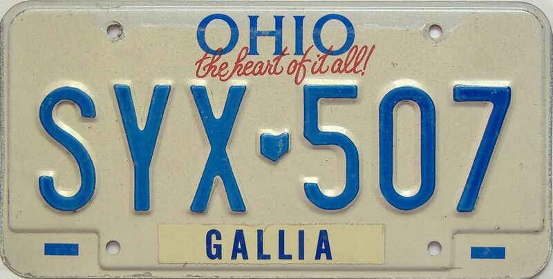 Ohio  (Single) license plate for sale