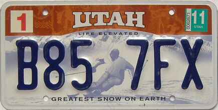 2011 Utah  (Single) license plate for sale