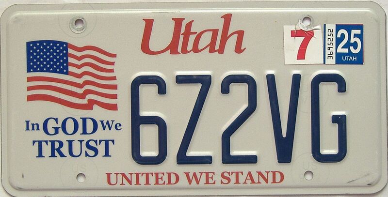 2025 Utah  (Single) license plate for sale