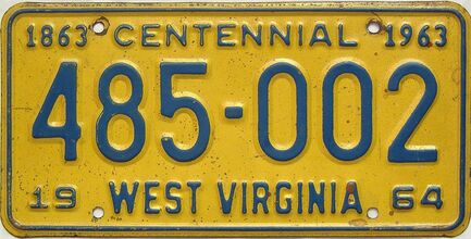 1964 West Virginia license plate for sale
