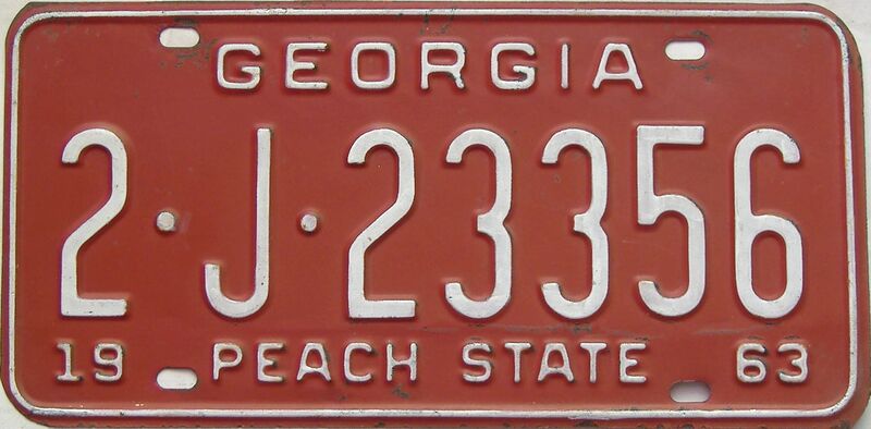 YOM 1963 Georgia license plate for sale