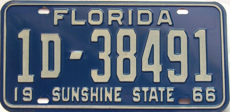 YOM 1966 Florida license plate for sale