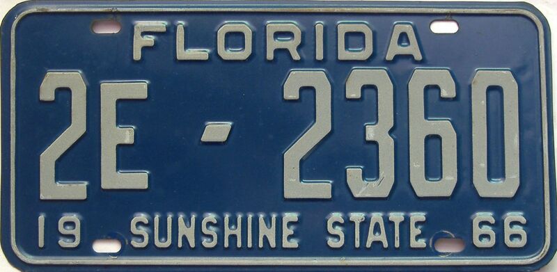 YOM 1966 Florida license plate for sale