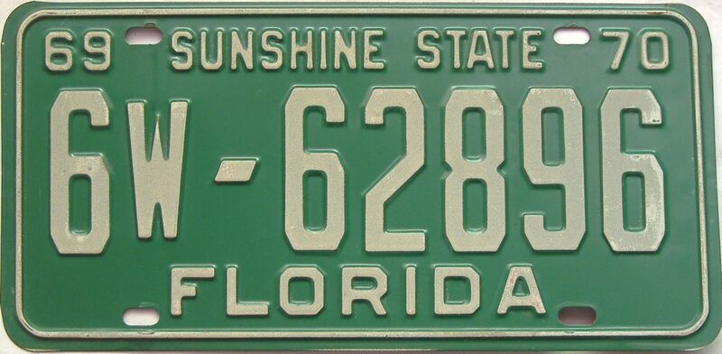 YOM 1969 Florida license plate for sale