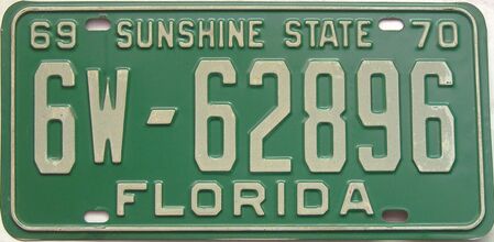 YOM 1969 Florida license plate for sale