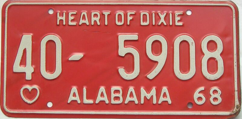 1968 Alabama license plate for sale
