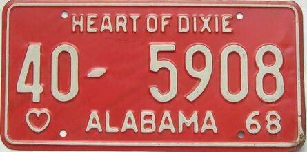 1968 Alabama license plate for sale