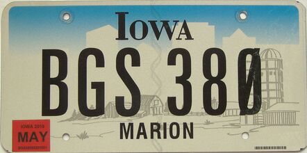 2015 Iowa  (Single) license plate for sale