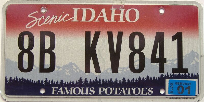 2019 Idaho  (Single) license plate for sale