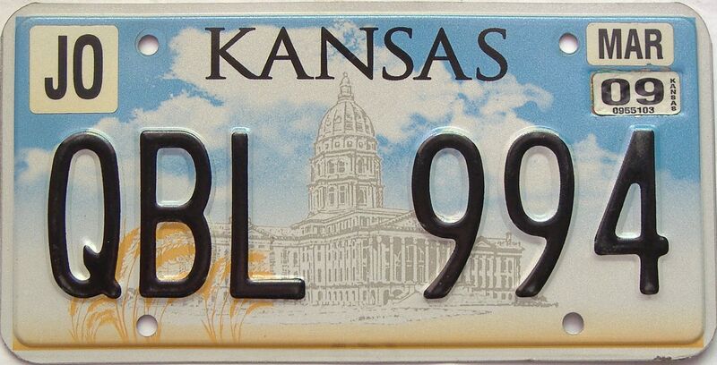 2009 Kansas license plate for sale