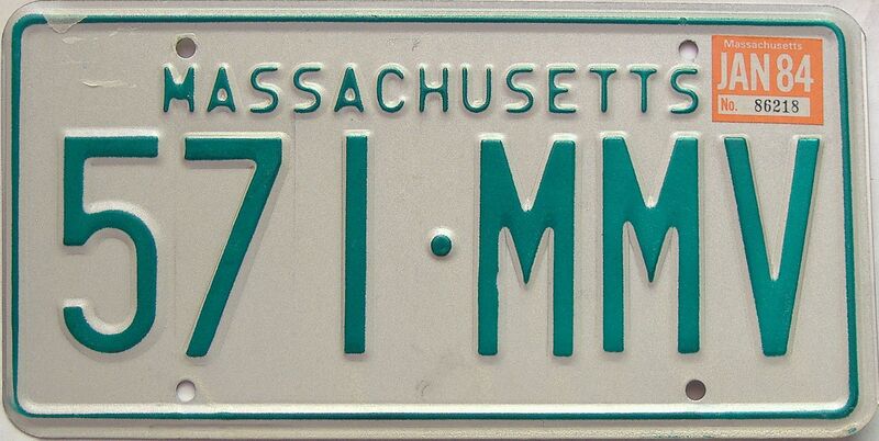 1984 Massachusetts license plate for sale