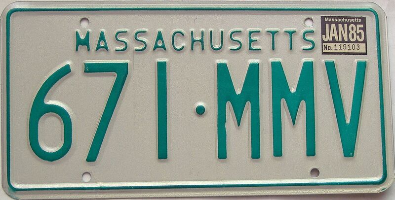 1985 Massachusetts license plate for sale