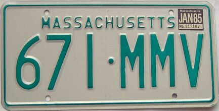 1985 Massachusetts license plate for sale