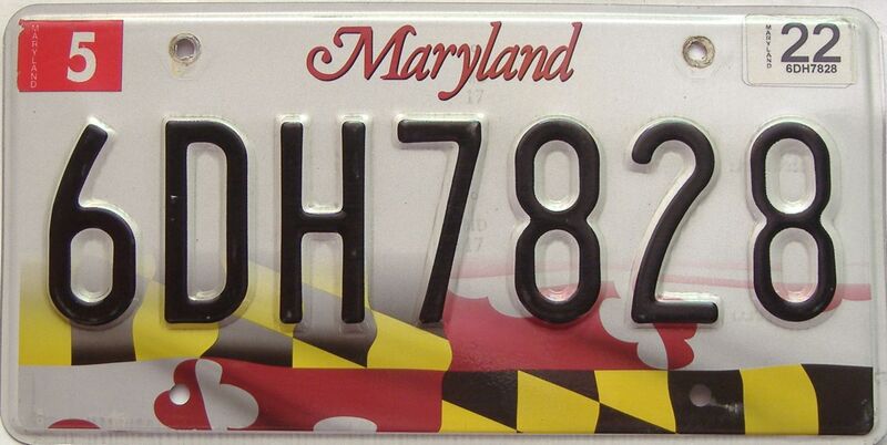 2022 Maryland  (Single) license plate for sale