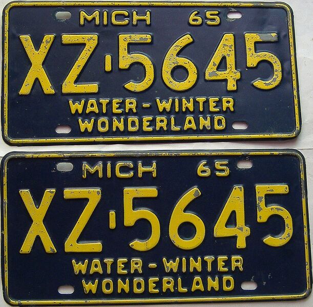 1965 Michigan  (Pair) license plate for sale
