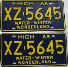 1965 Michigan  (Pair) license plate for sale