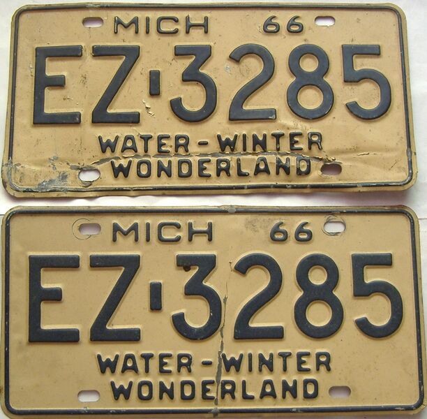 1966 Michigan  (Pair) license plate for sale