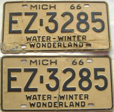 1966 Michigan  (Pair) license plate for sale