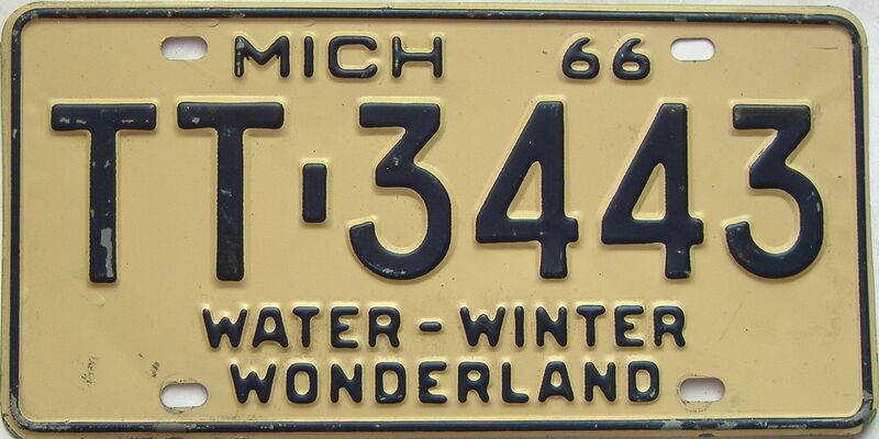 1966 Michigan  (Single) license plate for sale