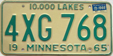 1966 Minnesota  (Single) license plate for sale