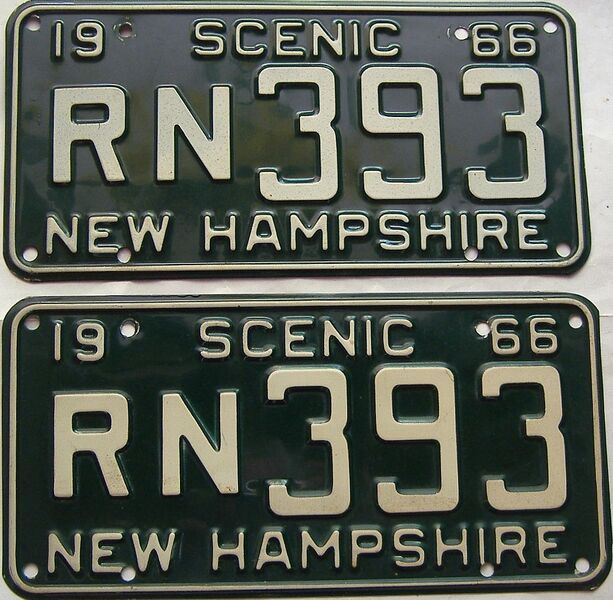1966 New Hampshire  (Pair) license plate for sale